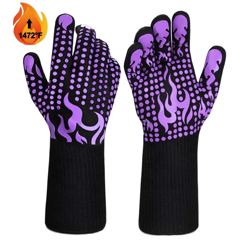 Kitchen Gloves Manufacturer - Non-Slip Silicone Hot Safety for Barbecue Grilling Baking Welding