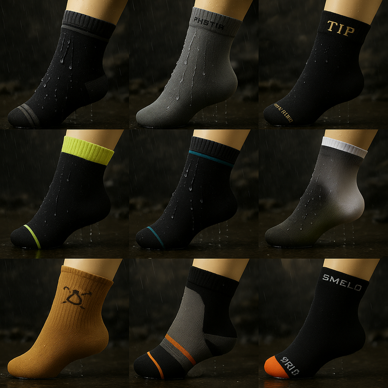 Sports Socks Manufacturer - Two-Finger Crew Length Sports Socks Breathable Waterproof Black Logo
