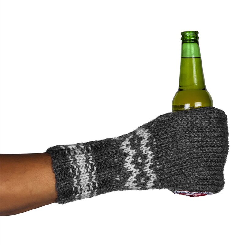 Winter Gloves Manufacturer - Custom Wool Blend Knit Beer Mitt Stitched Drink Holder for Outdoor