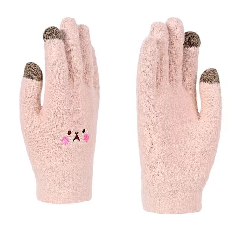 Winter Gloves Manufacturer - New Plain Casual Plush Elastic Knitting Cute for Screen Acrylic
