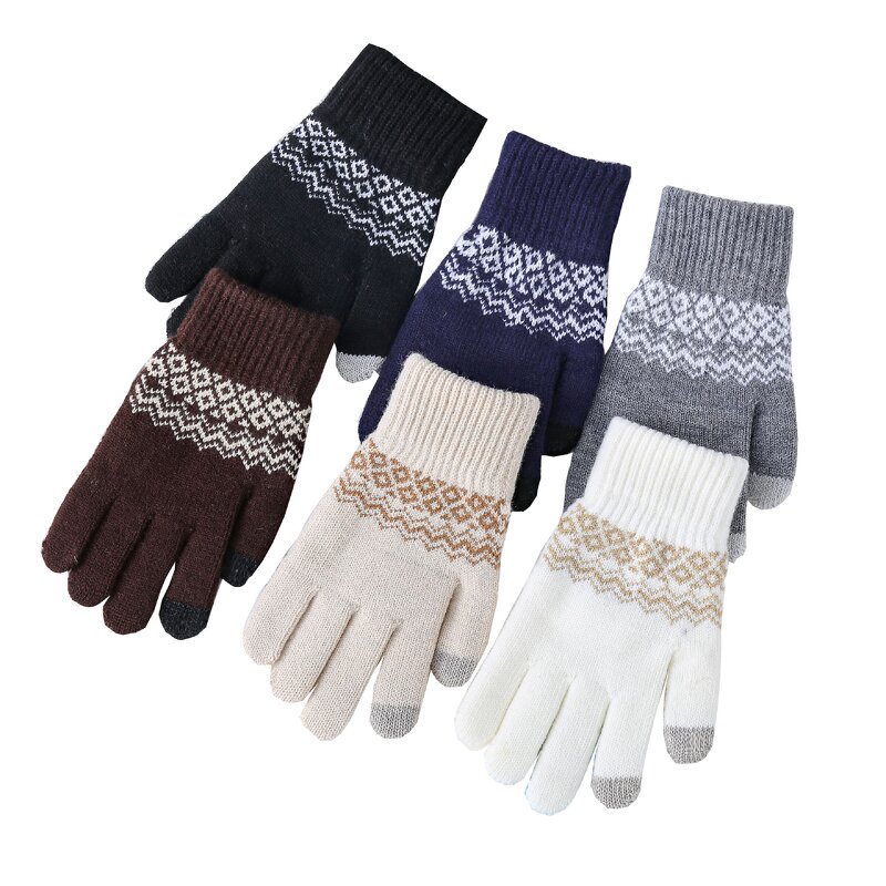 Winter Gloves Manufacturer - Warm Jacquard Knit Cashmere for Touch Screen Woolen Thick Fingers