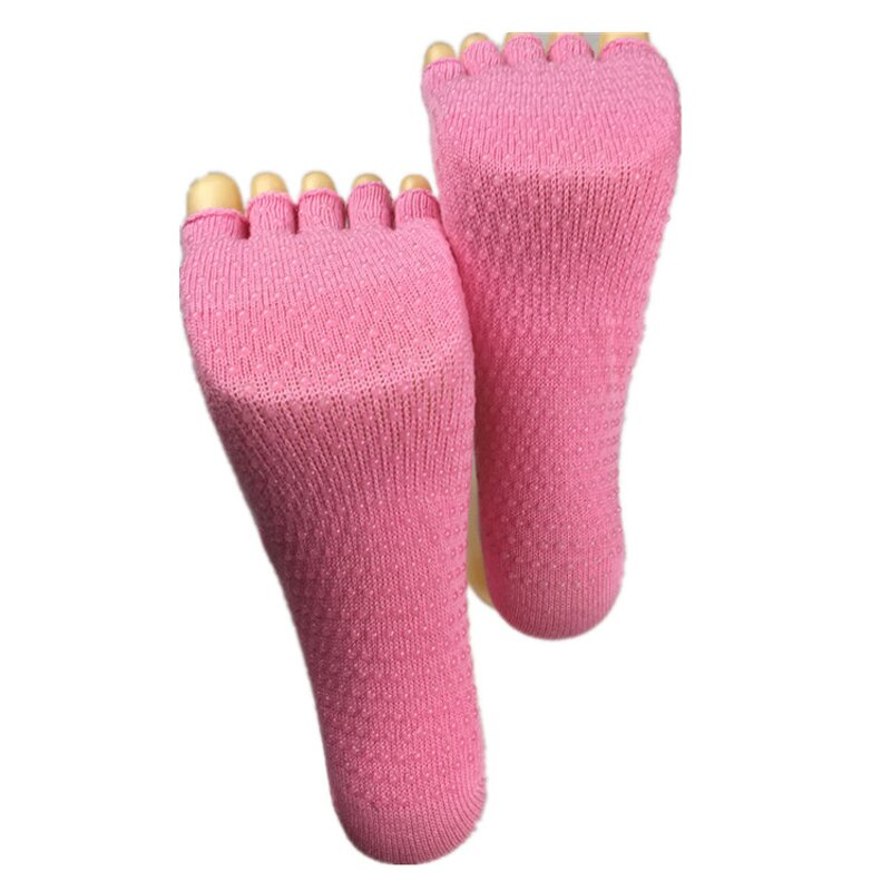 Yoga Socks Manufacturer - Cotton Five-Toe with Ankle Grip Logo at Bottom for Autumn