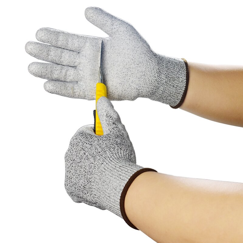 Work Gloves Manufacturer - En388 String Knit HPPE Level 5 Cut-Resistant Anti-Cut PU for Glass
