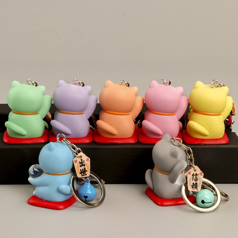 Keychain Manufacturer - Cartoon Doll Machine Fortune Cat Resin Bell Charm