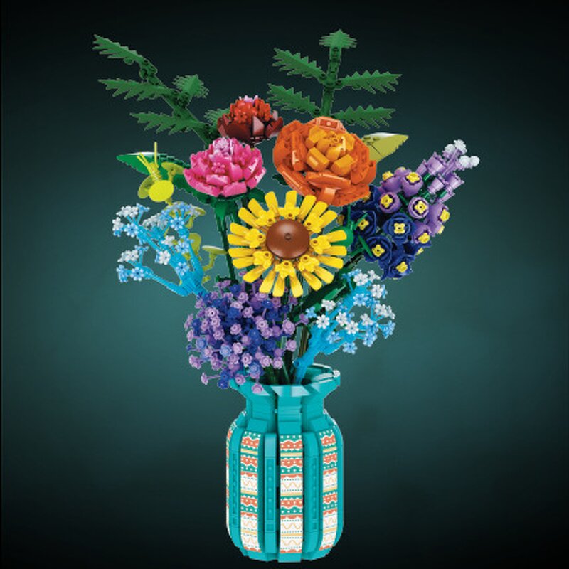 Building Blocks Set Manufacturer - 11001 Simulation Bouquet Model with Vase