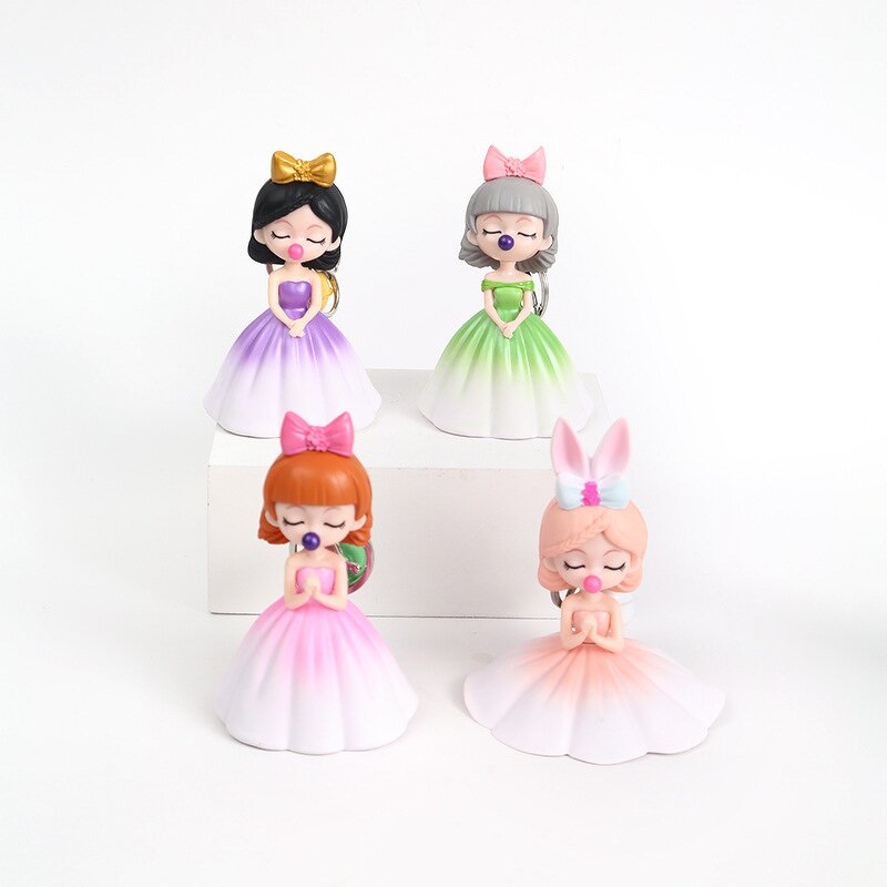Keychain Set Manufacturer - 8pcs Spit Bubble Girl Hand Animation Princess Cake Decoration