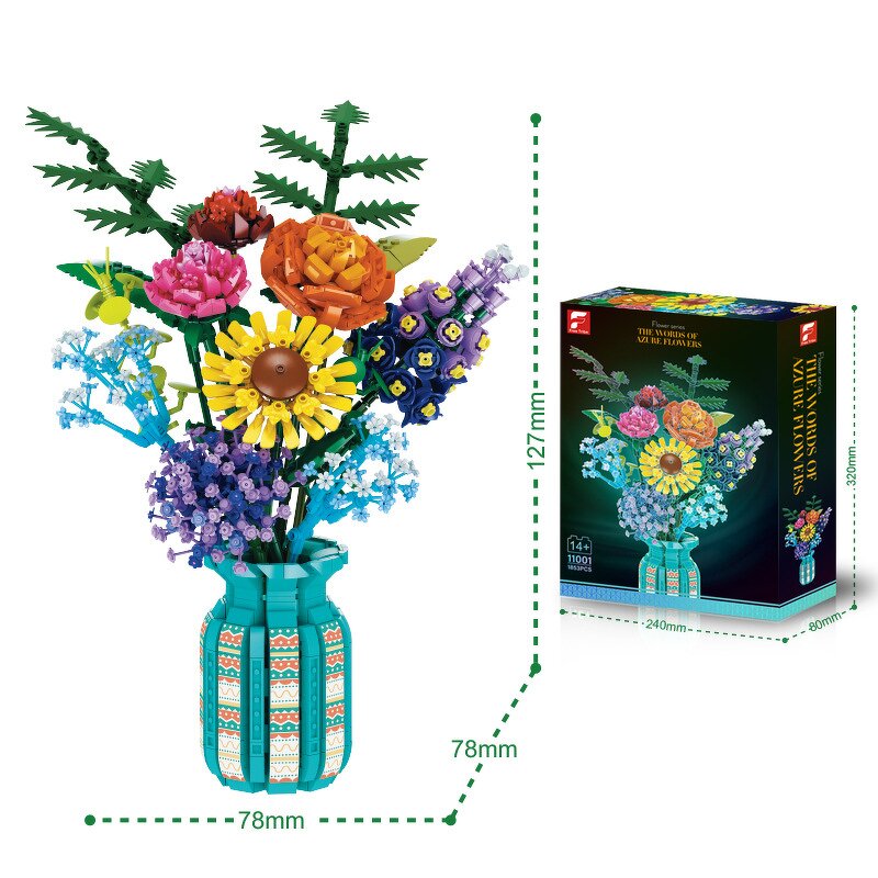 Building Blocks Set Manufacturer - 11001 Simulation Bouquet Model with Vase