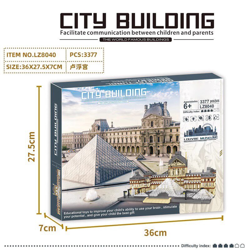 Architecture Model Building Blocks Manufacturer - Louvre Palace 3377 Pieces Educational