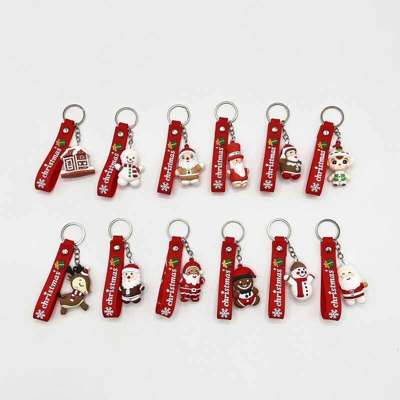 Christmas Keychain Manufacturer - 3D Cartoon Snowman Wristband Soft Rubber Pendant