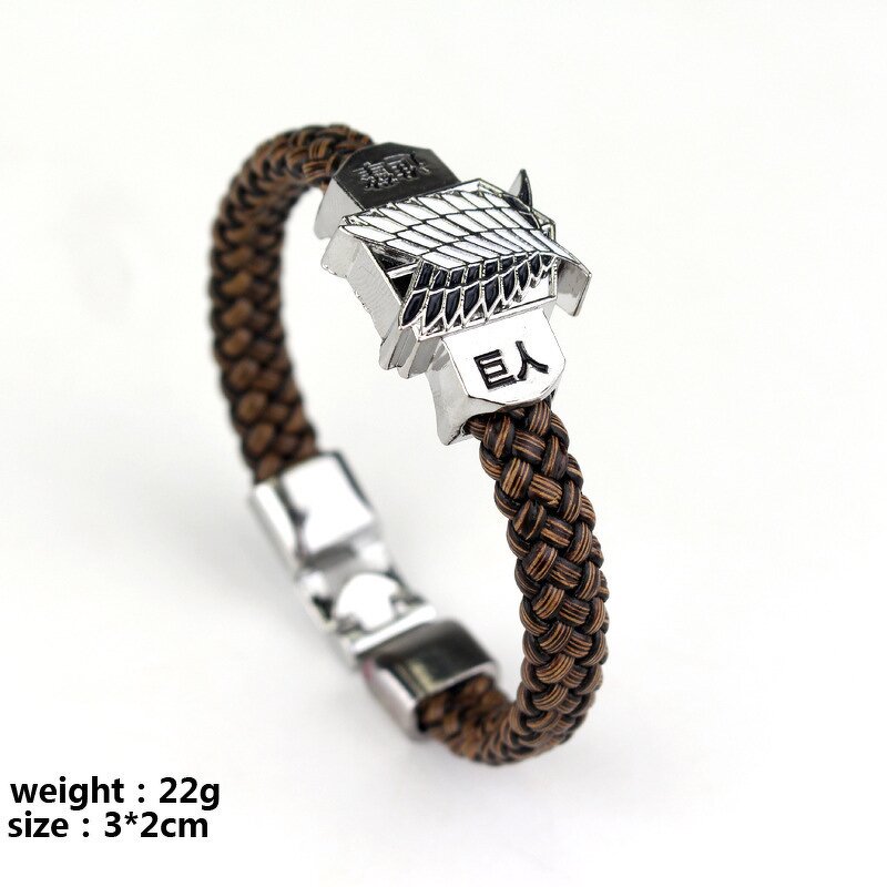 Anime Bracelet Manufacturer - Attack on Titans Wings of Freedom Leather Rope Braided