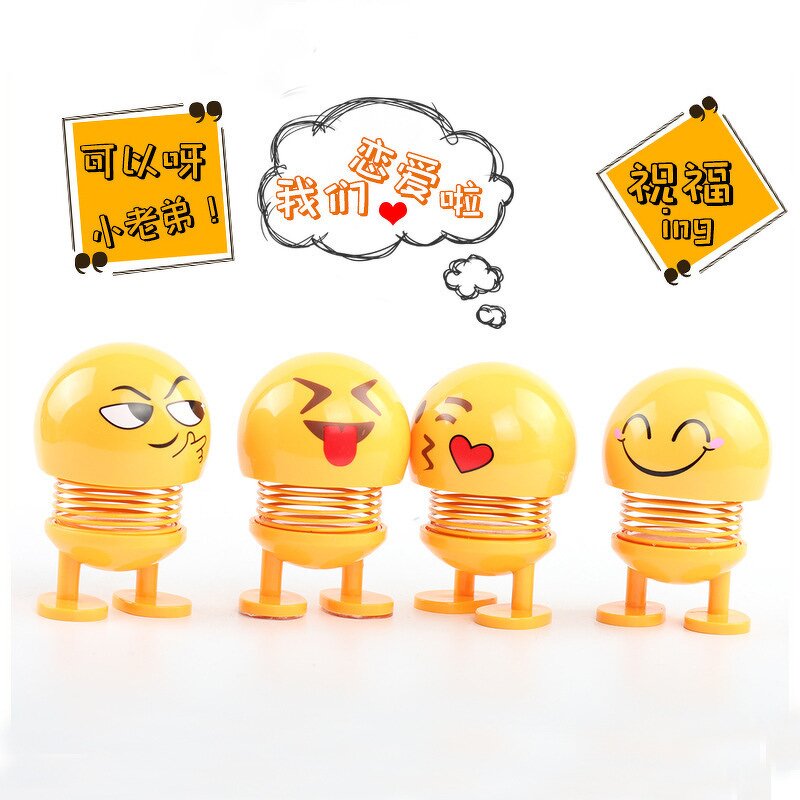Head Shaking Doll Manufacturer - Spring Car Jewelry Ornament Smiley Face Emotion