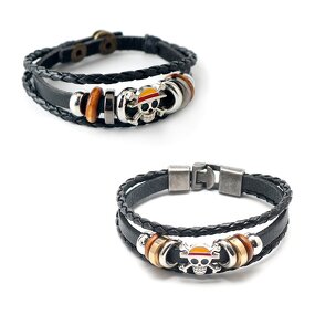 Anime Bracelet Manufacturer - One Pieces Plating Alloys Vintage Leather Rope Braided