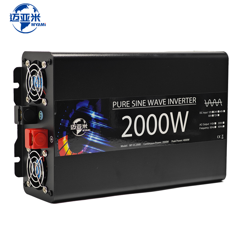 Power Inverter Manufacturer - Newly Upgraded Pure Sine Wave 2KW 12-72V DC to 110V/220V AC with 1 AC Socket & 1 USB & 1 Type-C