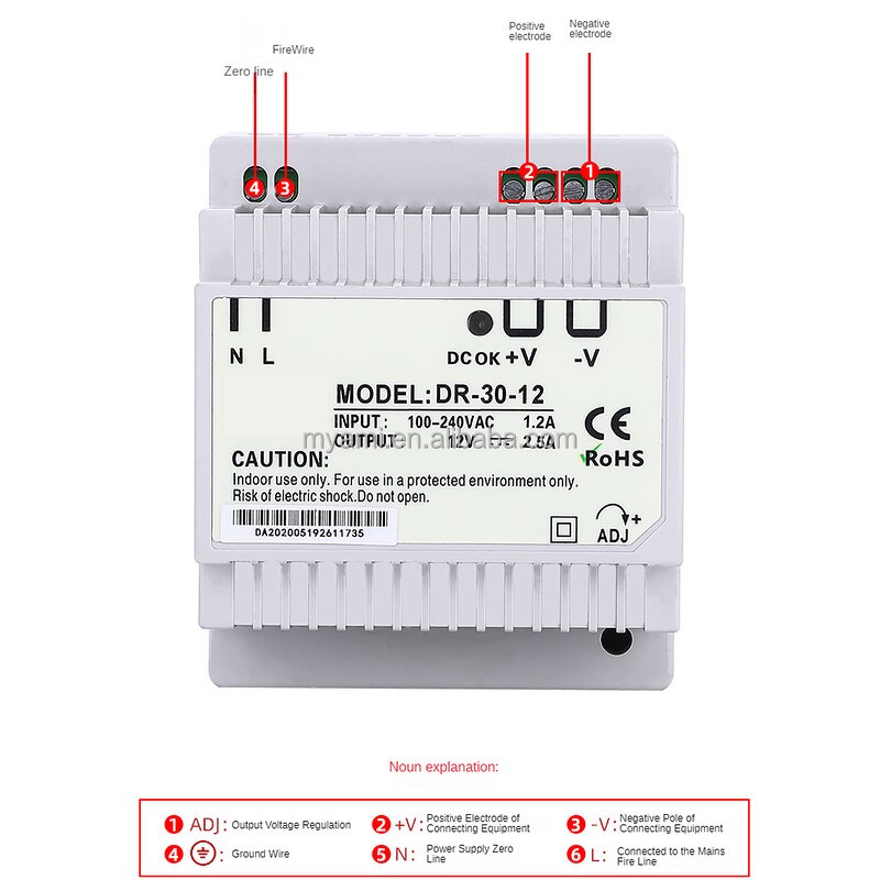 Switching Power Supply Manufacturer - Factory Price Hot Sale DR-30 12/24/48V 30W DC DIN Rail Power Supply