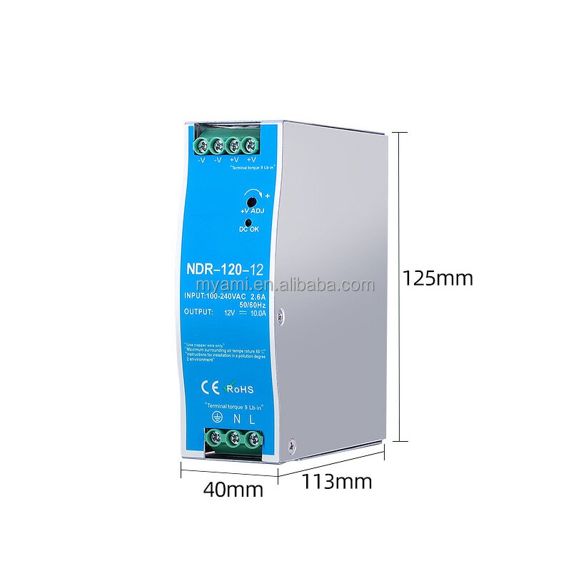 Switching Power Supply Manufacturer - NDR-120 Series 120W DC Din Rail AC to DC 12V 24V 48V 2.5A 5A 10A