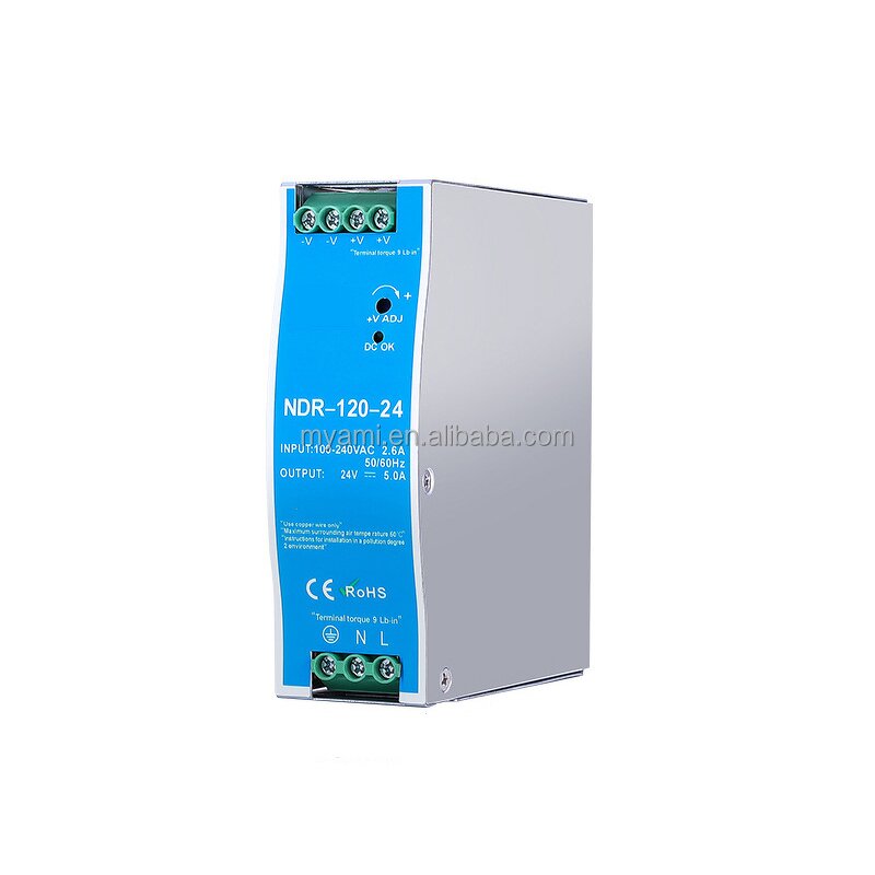 Switching Power Supply Manufacturer - NDR-120 Series 120W DC Din Rail AC to DC 12V 24V 48V 2.5A 5A 10A
