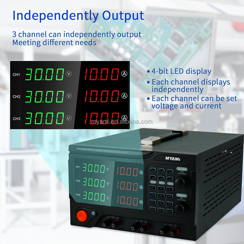 DC Power Supply Manufacturer - Factory Price 0-30V 0-10A LED Display Adjustable Programmable Laboratory Bench Multi Channel