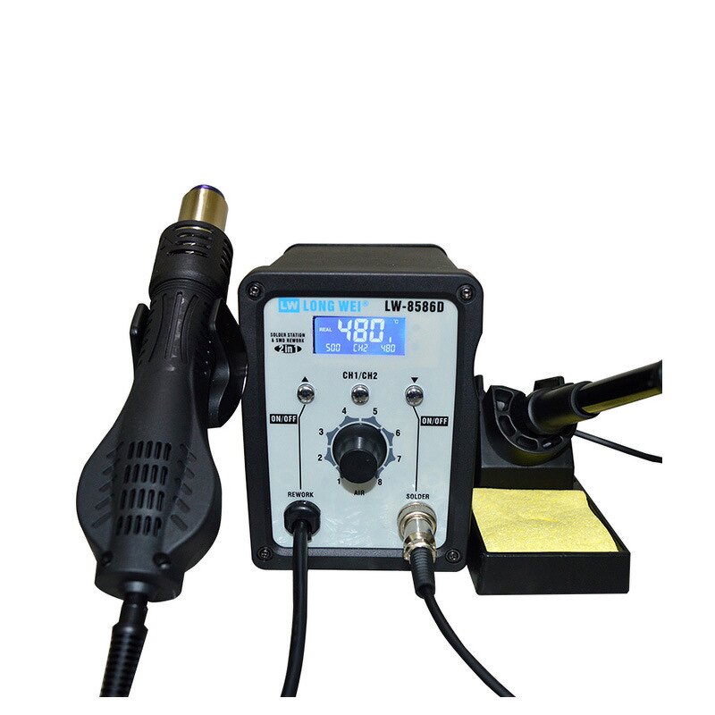 Soldering Station Manufacturer - Digital 750W LCD Display Stainless Steel Heating Core Welding Iron and Hot Air Gun 2 in 1