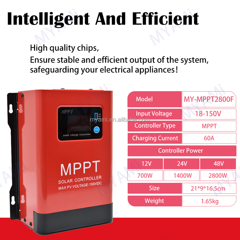 Solar Charge Controller Manufacturer - MY-MPPT2800F 60A MPPT Adjustable 12V 24V 48V for Lead-acid & Lithium Battery