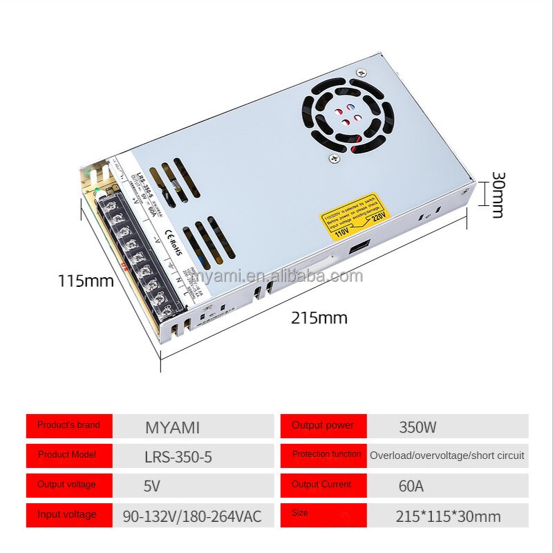 Switching Power Supply Manufacturer - LRS-350 Factory Price 5V-48V CCTV AC 100-220V to DC 350W LED Supply with Fan