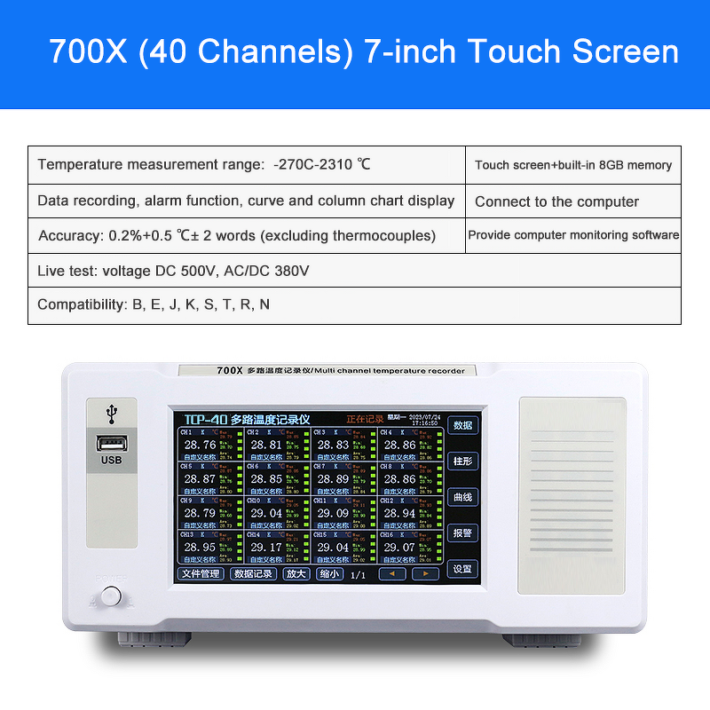Thermometer Manufacturer - Hot Sale Industrial Digital 40 Channel Temperature Tester with USB Interface