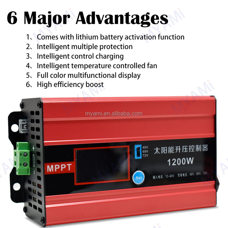 Solar Charge Controller Manufacturer - Low Price 1200W Adjustable 48V 60V 72V Boost MPPT 30A PV Current for Lithium