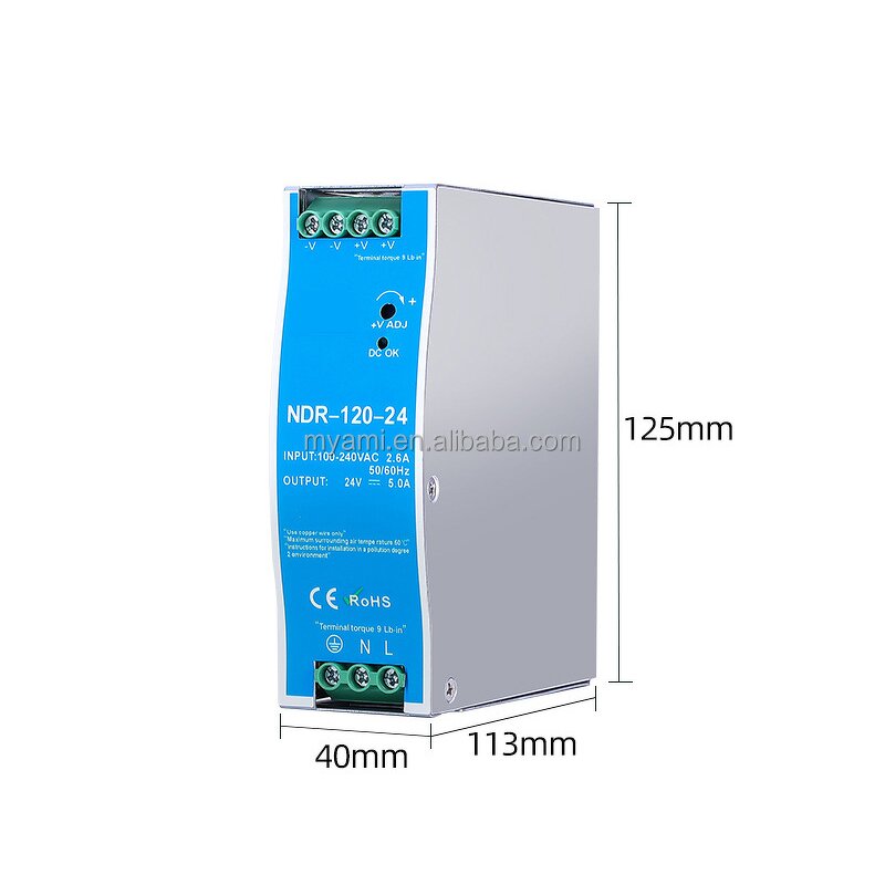 Switching Power Supply Manufacturer - NDR-120 Series 120W DC Din Rail AC to DC 12V 24V 48V 2.5A 5A 10A
