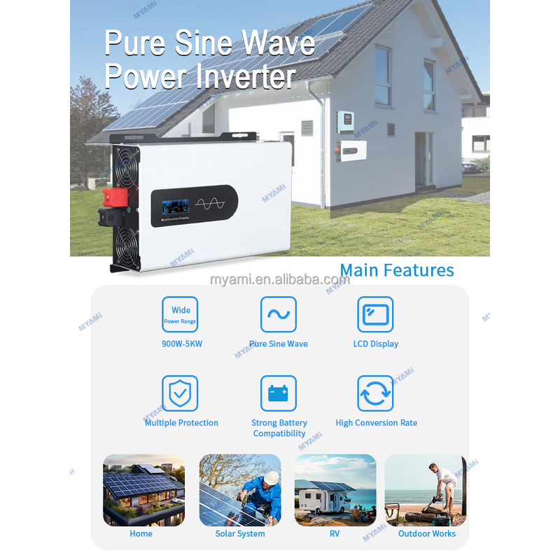Power Inverter Manufacturer - MY-E6000N 6KW Pure Sine Wave Car Inverter 24V/48V/60V/72V 220VAC 50Hz/60Hz Dual Output