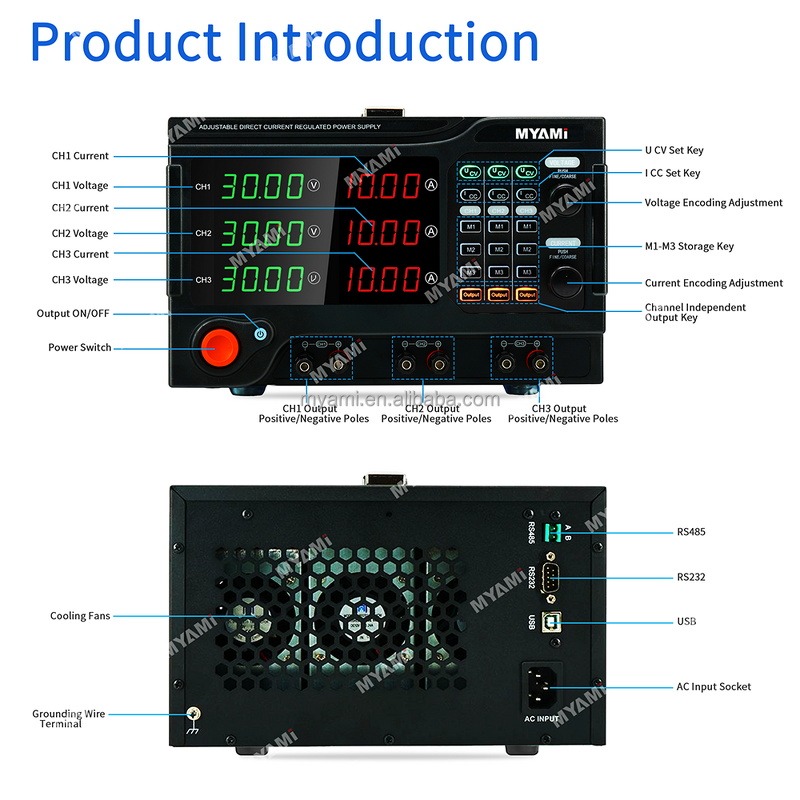 DC Power Supply Manufacturer - 900W 100V High-voltage Multiple Channel Bench Triple 30V 15V 5A Independence Adjustable