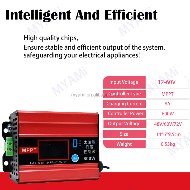 Solar Charge Controller Manufacturer - Boost MPPT 600W/1200W 48V 60V 72V 30A/15A PV Current for Electric Vehicle Charging