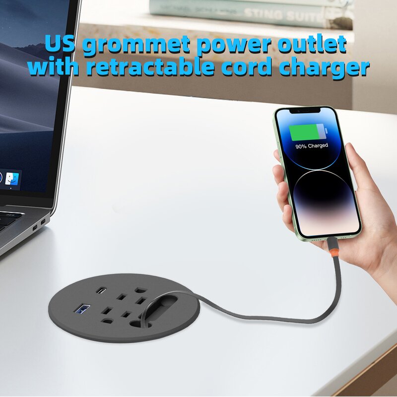 USB-C PD20W Fast Charging Station Manufacturer - Telescopic Data Cable for Smartphone 3 Inch Recessed Power Grommet