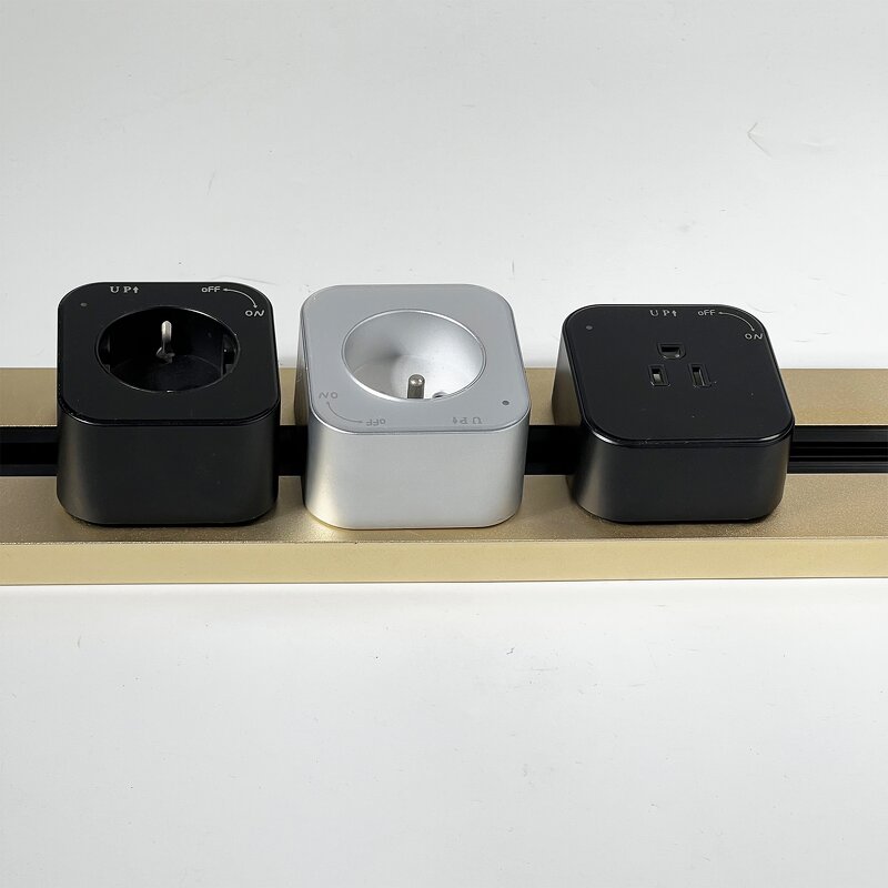 Aluminum Alloy Universal Power Rail Track System Manufacturer - 5 Outlets with USB Ports Hidden Concealed Wall Socket
