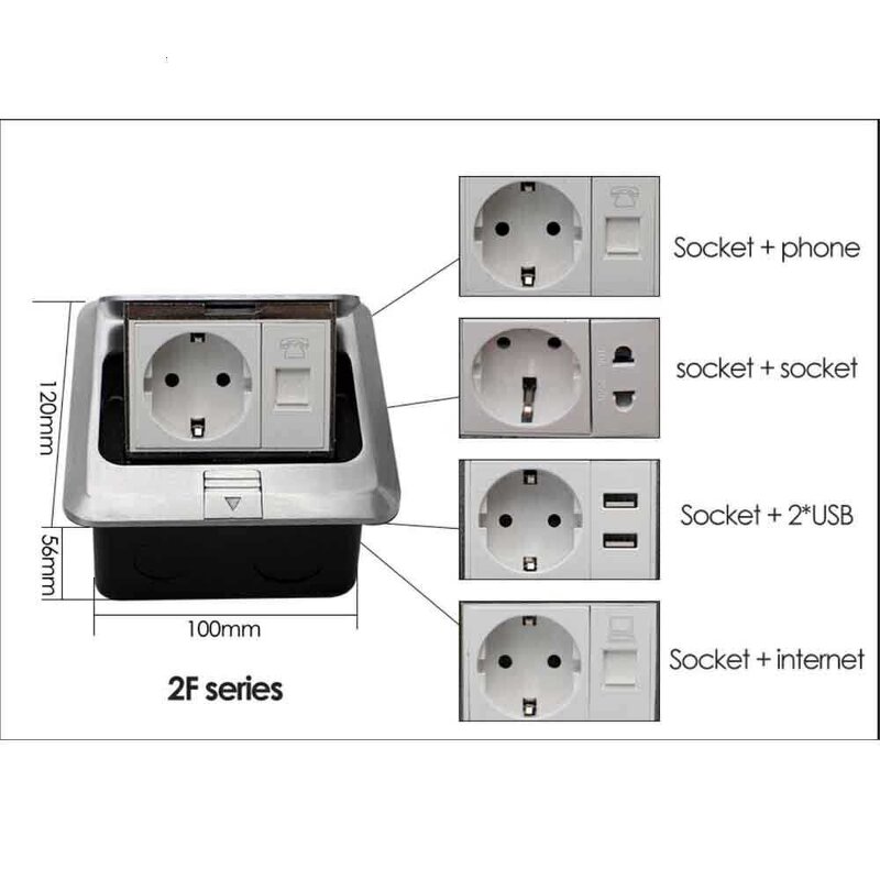 Factory EU Standard Pop-up Floor Socket Manufacturer - RJ45 Data Computer Internet Outlet Sockets 2 Way Electrical Floor Switches Power Outlet