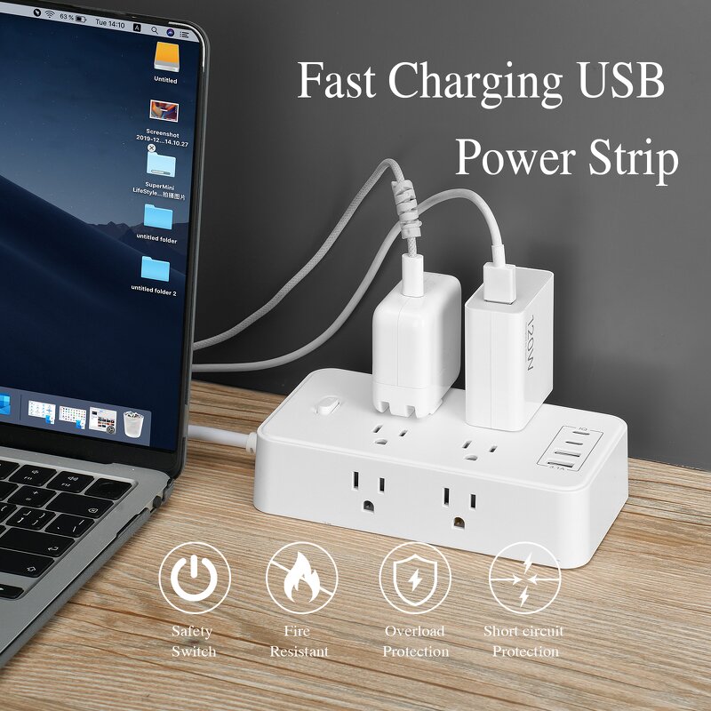 Universal Tabletop Power Strip Socket Manufacturer - 6 Outlets 4 USB Ports (2C+2A) NFC Rapid Charger and Extension Sockets