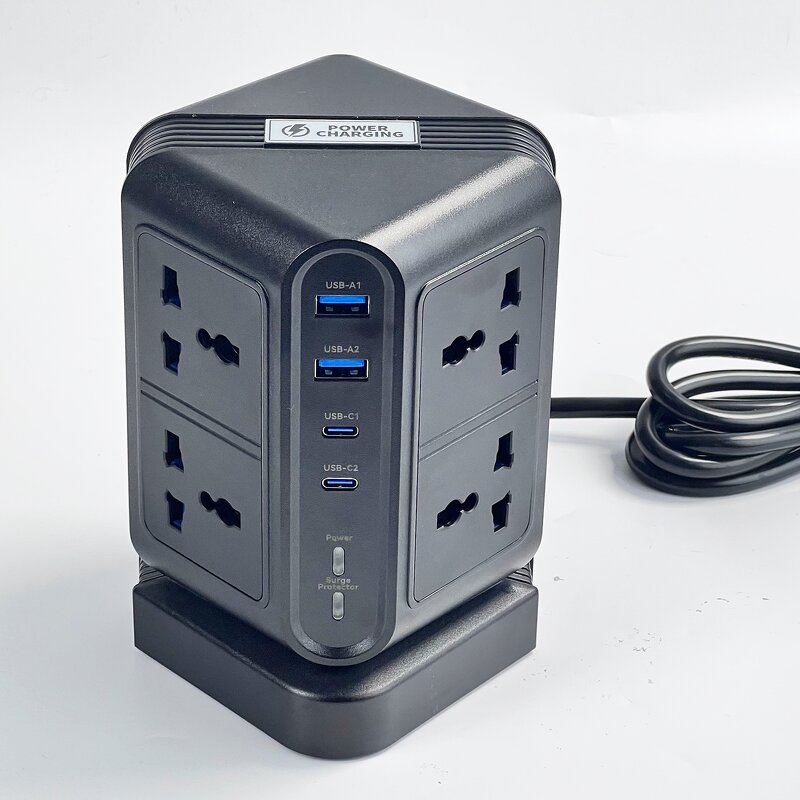 Universal Tower Extension Multiple Plug Socket Manufacturer - Hot Sales 8 AC Outlets with 4 USB Ports (2 USB C) Power Strip Surge Protector