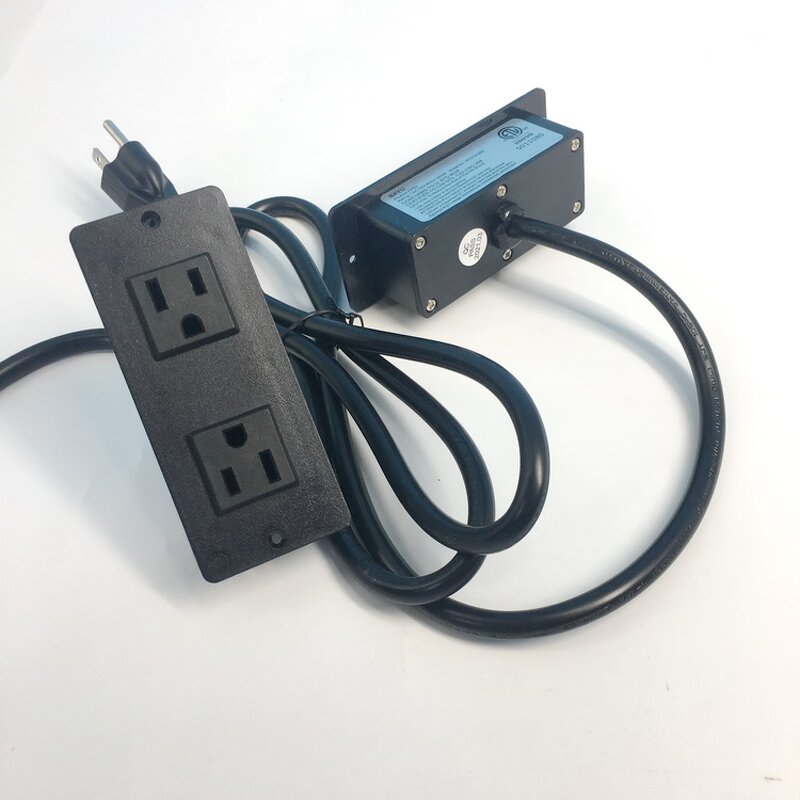 Two Outlet Furniture Recessed Power Strip Manufacturer - Black Mini Power Unit 2 USA Outlet for Kitchen Cabinet and Hotel Room