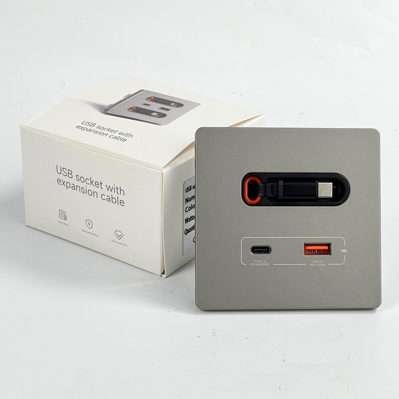 Universal USB Panel Wall Socket Manufacturer - Telescopic Charging Line PD20W Type-C Mobile Phone Charging Power Socket