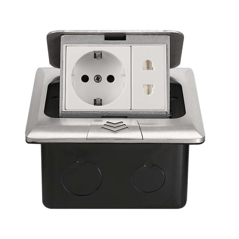 Floor Socket Box Manufacturer - EU US UK South Africa Half Arc Aluminium Faced Pop-up Socket Power Grounding Socket Outlet