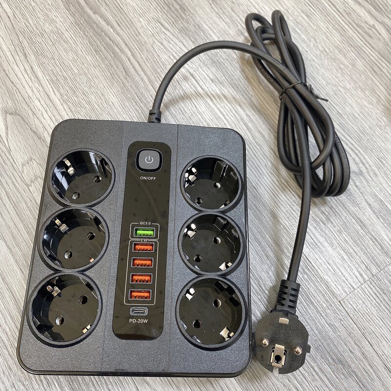 Surge Protector EU Power Outlet Manufacturer - 6 AC Outlet 6 USB Port Power Strip Charging Station Extension Socket for Home Office
