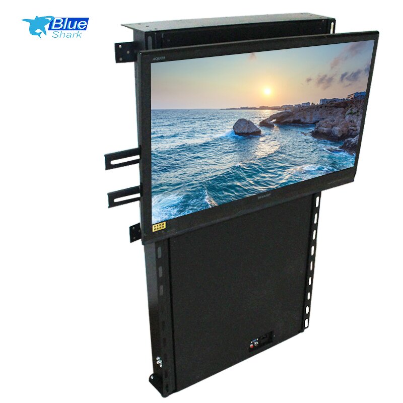 Motorized LCD TV Lifter Manufacturer - New Design Remote Control Electric Office Cabinet Hidden TV Lift Cabinet 32-70 Inch TV Telescopic Stand