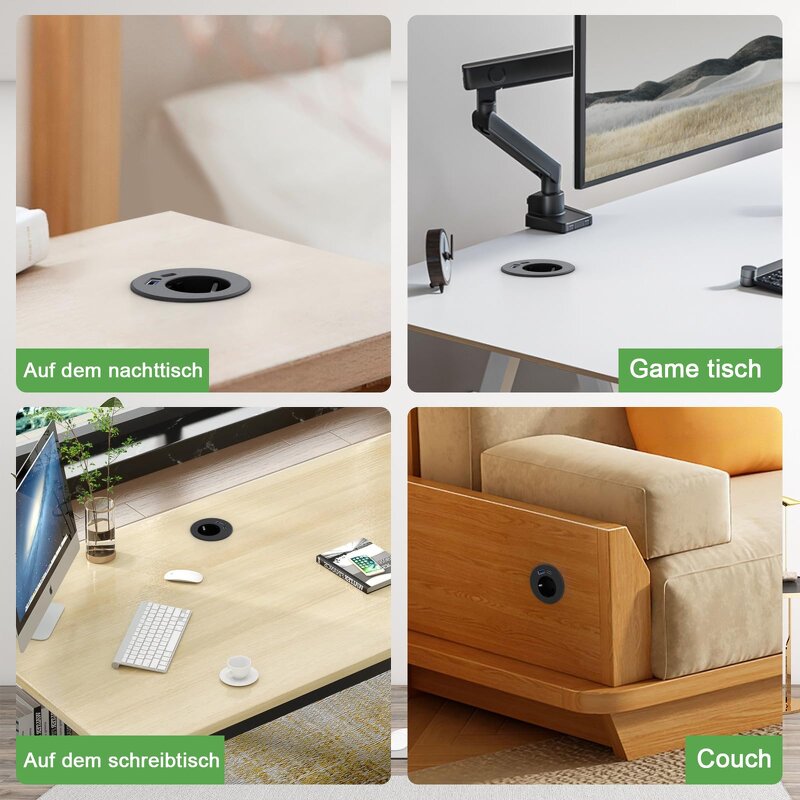 Industrial Hospital Use Power Grommet Socket Manufacturer - Furniture In-Desk Home Workspace Flush Mount Power Strip 2m Outlet USB-C PD20W