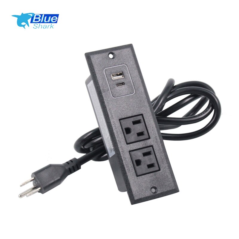 Outlet with USB Fast Charge Manufacturer - US Power Strip Office Furniture Hidden Recessed Mounted Rectangular Socket USB-C
