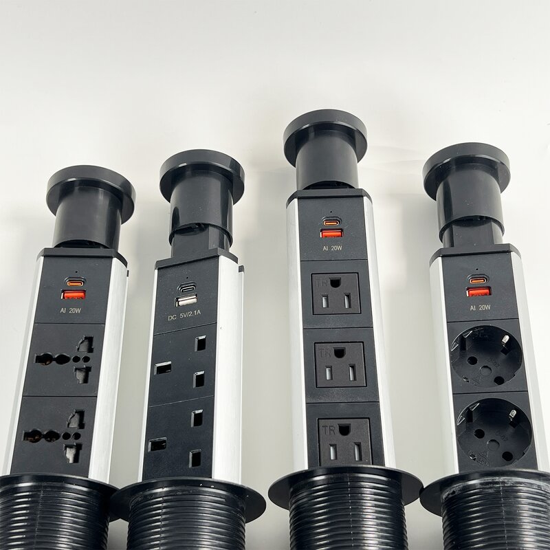 Retractable Pop-up Socket Manufacturer - Kitchen Countertop with PD20W USB-C Port Hidden Manual Tabletop Lifting Socket