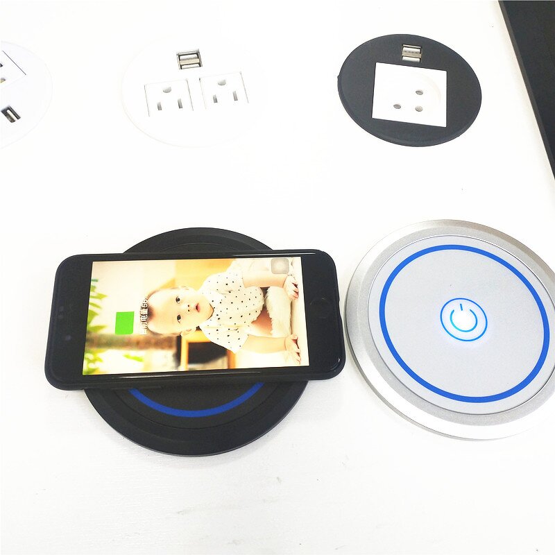 100MM 15W Fast Wireless Charger Manufacturer - Universal Power Outlet Hidden in Tabletop Kitchen Worktop Motorized Pop-up Tower Socket