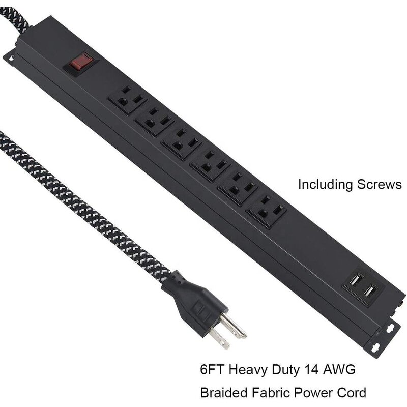 Multi Plugs Power Distribution Unit Manufacturer - USB Network Function 1U 125V 15A Custom 6 Outlet PDU for Workstation Office Hotel