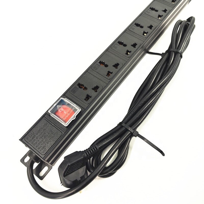 PDU Cabinet Power Strip Manufacturer - 6 AC Outlet Universal Socket Extension Socket Surge Overload Protector PDU Power Board Rack Mount Socket