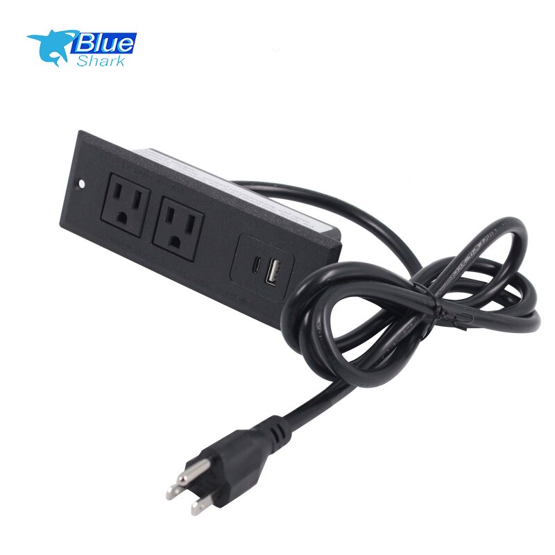 Outlet with USB Fast Charge Manufacturer - US Power Strip Office Furniture Hidden Recessed Mounted Rectangular Socket USB-C