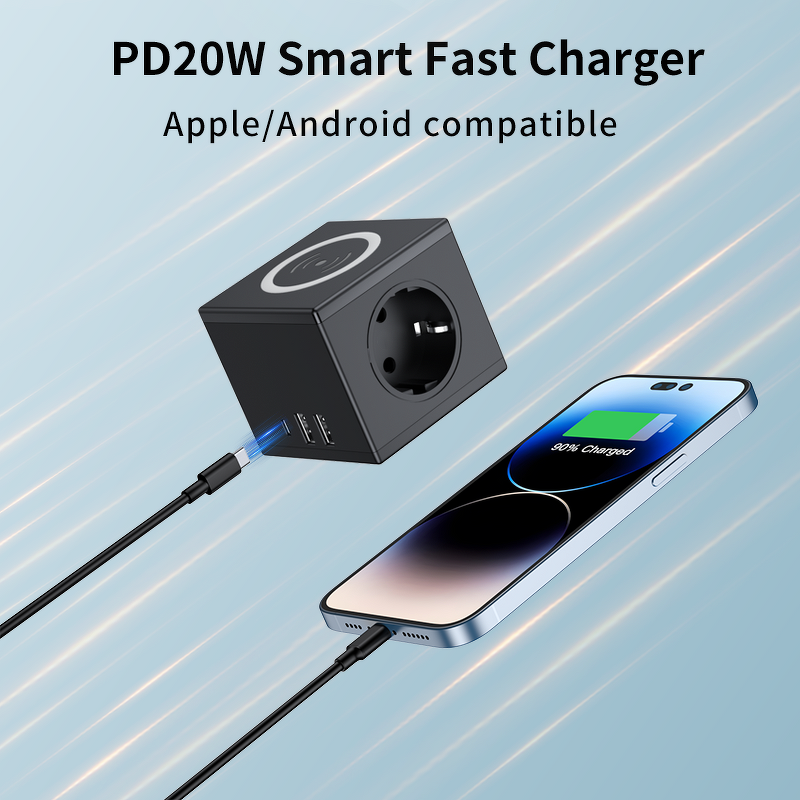Smart Charger Manufacturer - Factory Low Price Macaroon Colour PD20W with Wireless Charging Magic Socket