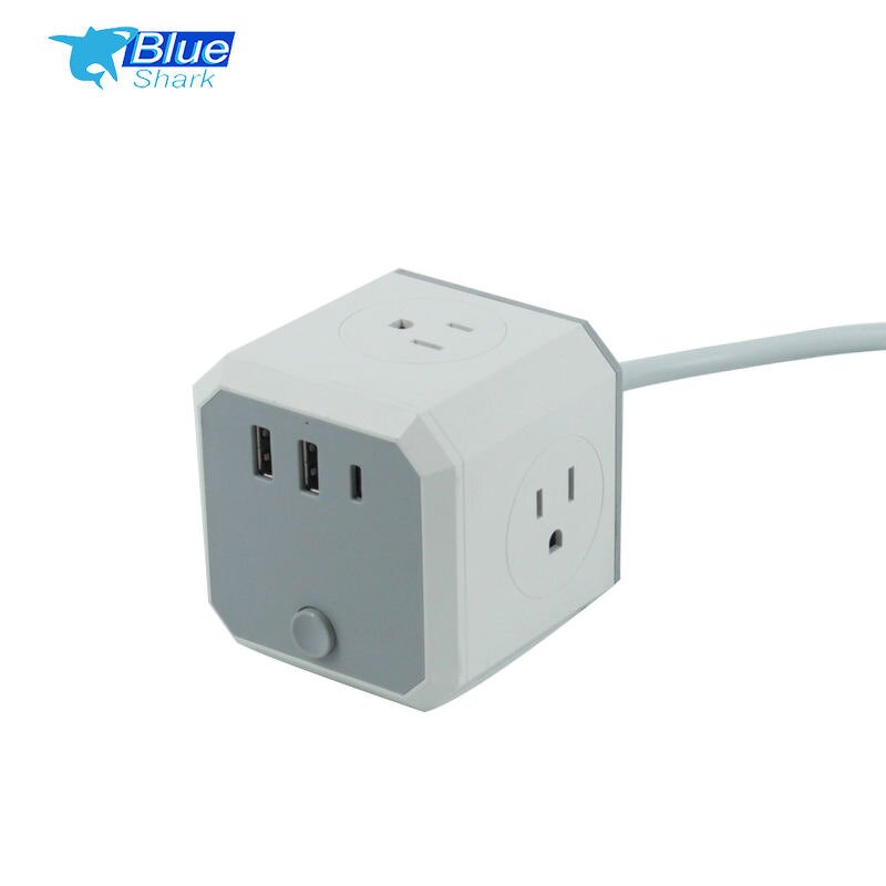 Power Cube Extension Socket Manufacturer - with 3 Outlets and 3 USB Chargers for US Plug Use