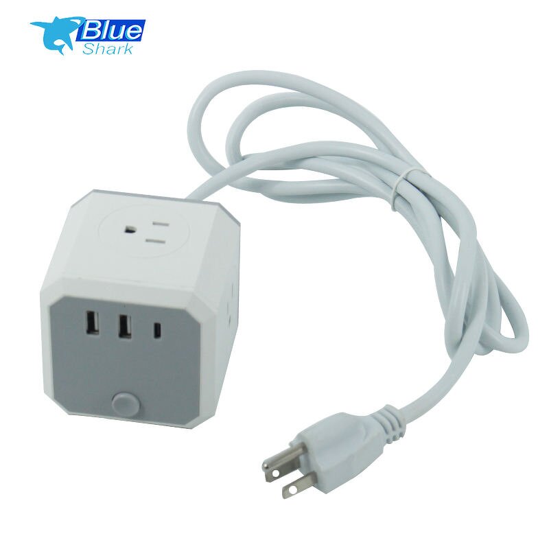 Power Cube Extension Socket Manufacturer - with 3 Outlets and 3 USB Chargers for US Plug Use